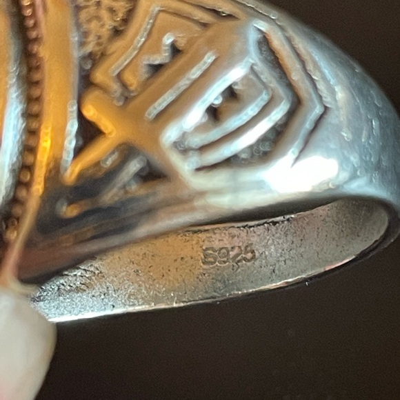 Sword and shield black obsidian S925 silver ring - Picture 8 of 9